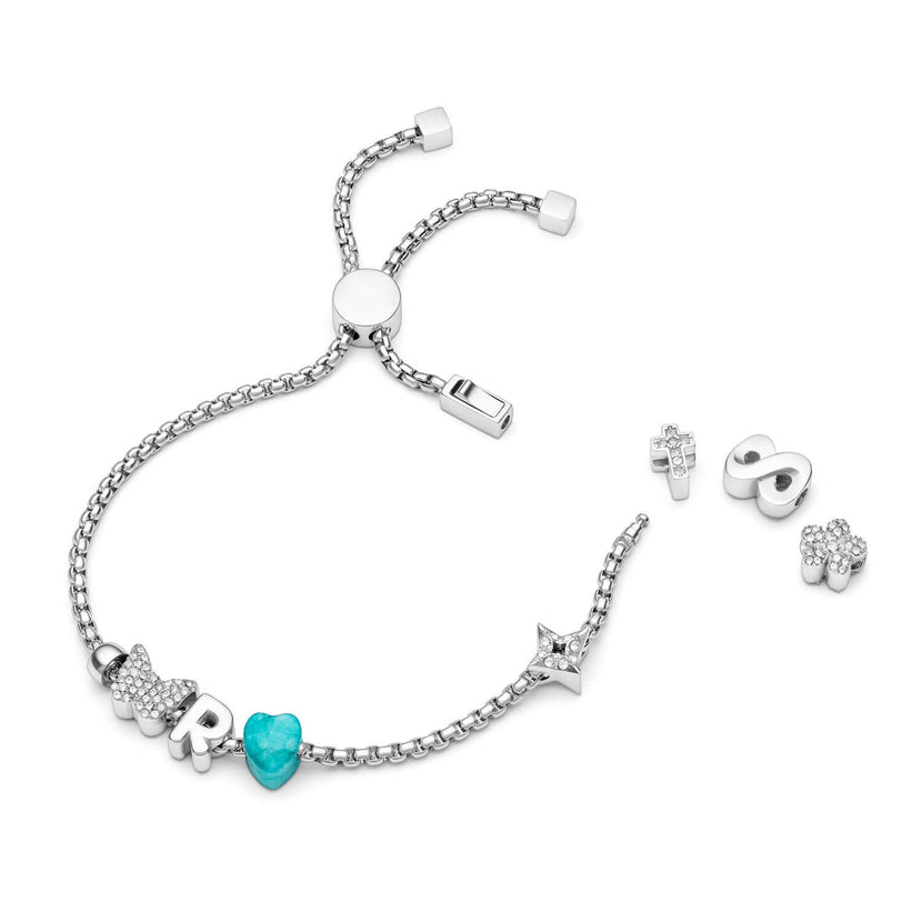 Moon and Back Moon Bracelet Charm (Silver)