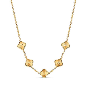 Textured Clover Custom Name Necklace (Gold)
