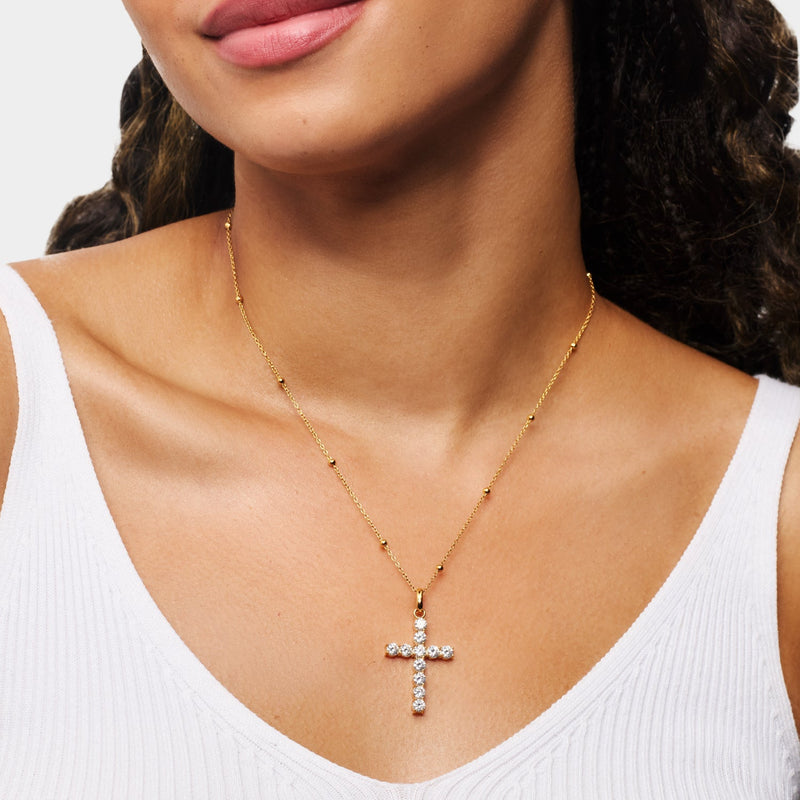 La Croix Crystal Cross Pendant (Gold)