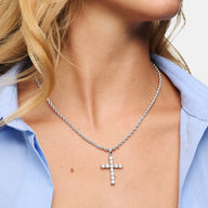 La Croix Crystal Cross Pendant (Silver)
