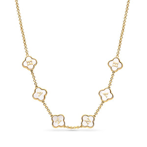 Pearl Clover Custom Name Necklace (Gold)