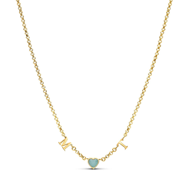 Made Mine Initials & Birthstone Necklace (Gold)