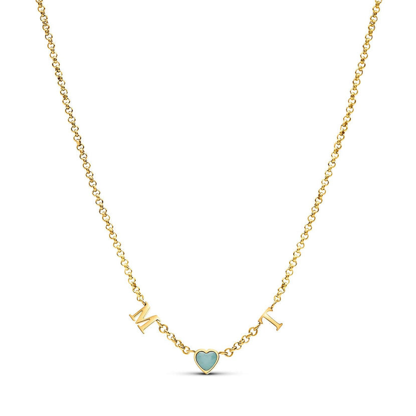 Made Mine Initials & Birthstone Necklace (Gold)