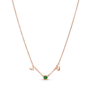 Made Mine Initials & Birthstone Necklace (Rose Gold)