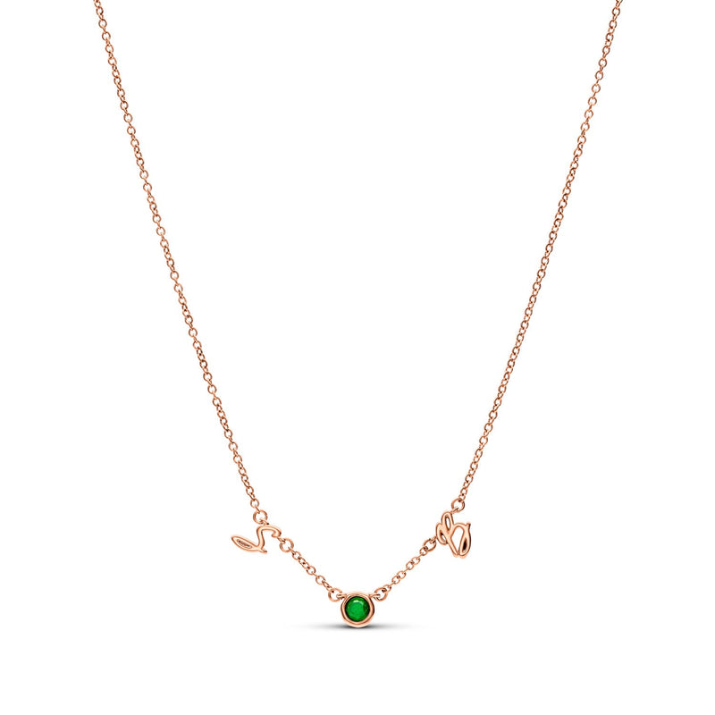 Made Mine Initials & Birthstone Necklace (Rose Gold)