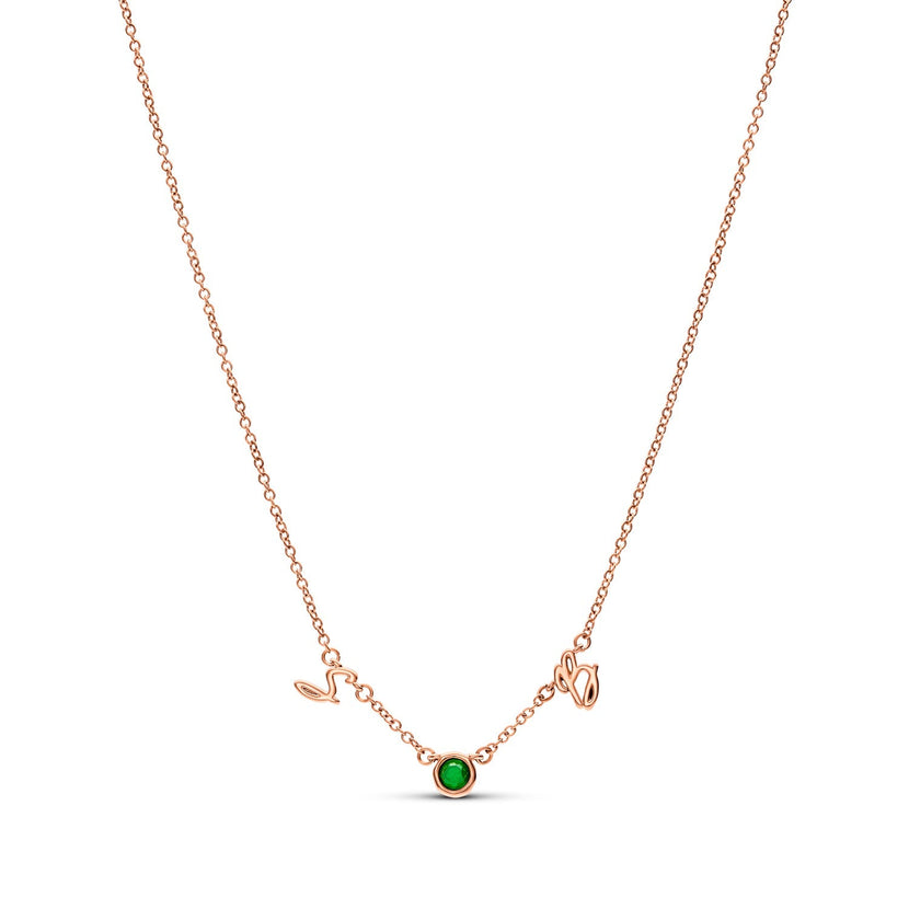 Made Mine Initials & Birthstone Necklace (Rose Gold)