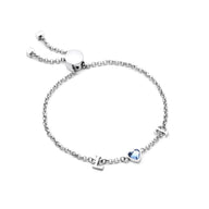 Made Mine Initials & Birthstone Bracelet (Silver)