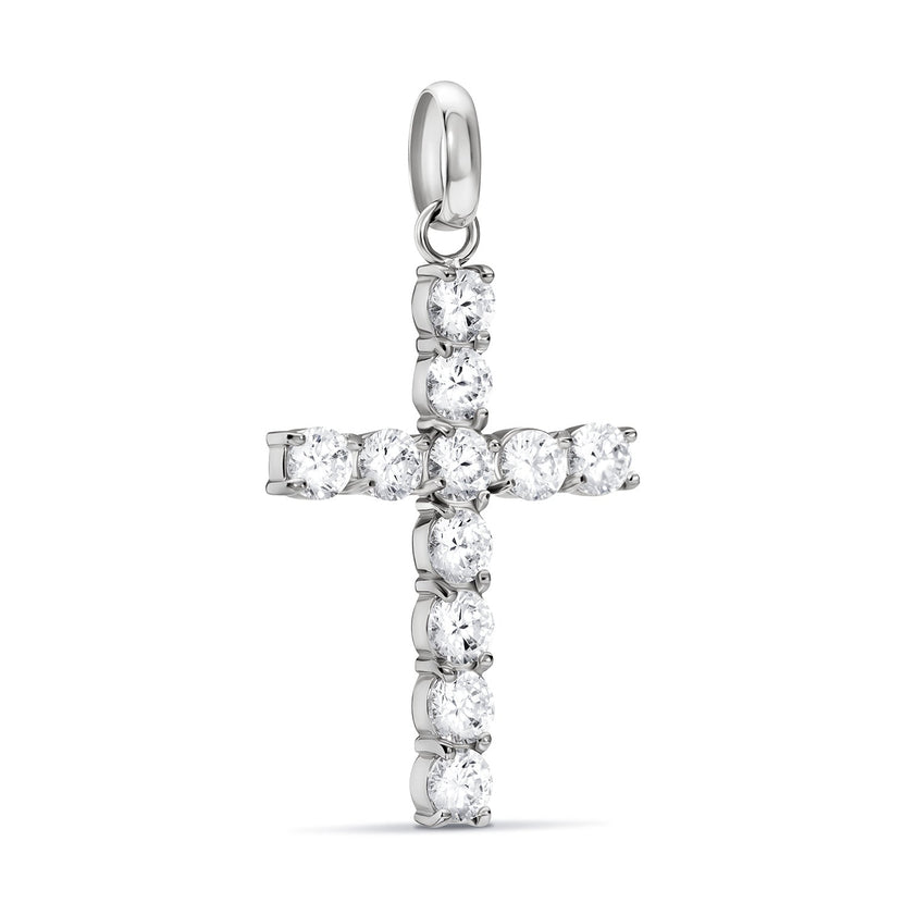 La Croix Crystal Cross Pendant (Silver)