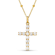 La Croix Crystal Cross Necklace (Gold)