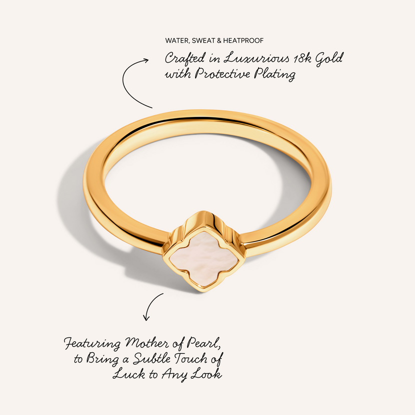 Fine Mini Pearl Clover Ring (Gold)
