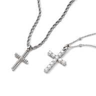 La Croix Crystal Cross Pendant (Silver)