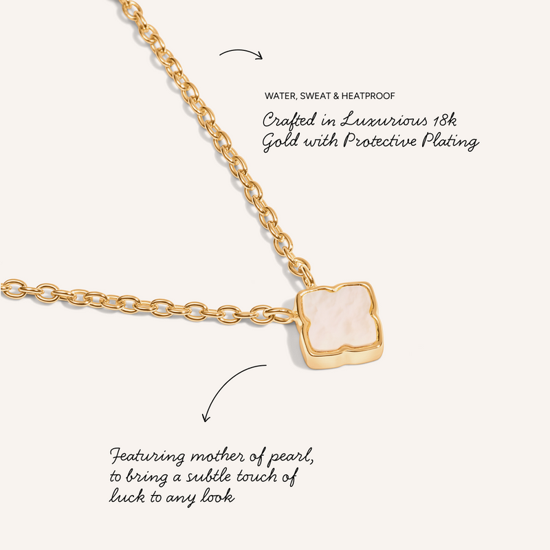 Fine Mini Pearl Clover Necklace (Gold)