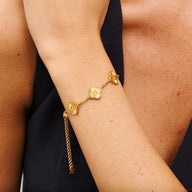 Textured Clover Custom Name Bracelet (Gold)