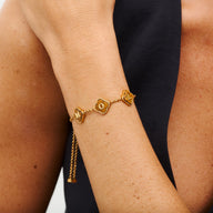 Tigers Eye Clover Custom Name Bracelet (Gold)