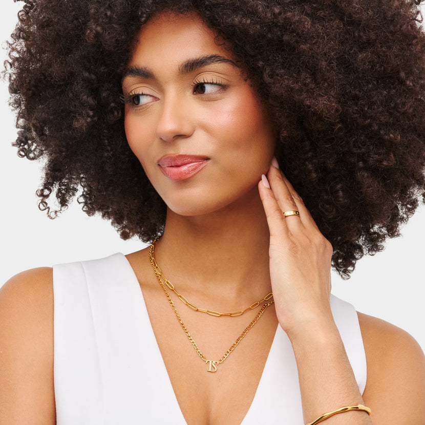 Double Initial Crystal Necklace (Gold)