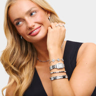 Molten Clover Custom Name Bracelet (Silver)