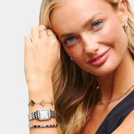 Tigers Eye Clover Custom Name Bracelet (Silver)