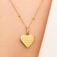 Custom Heart Calendar Necklace (Gold)