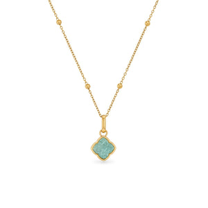 Amazonite Clover Necklace (Gold)