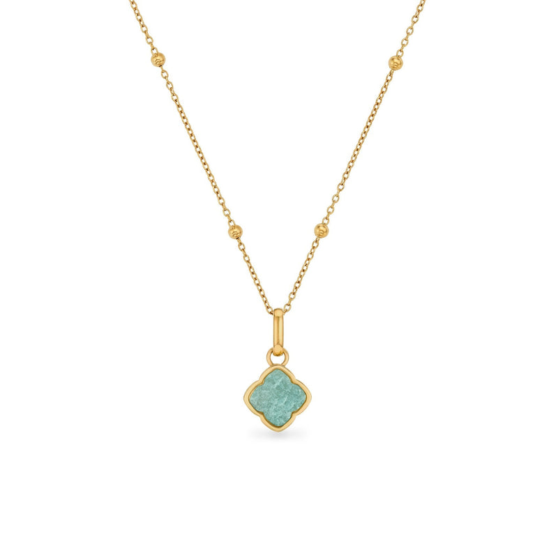Amazonite Clover Necklace (Gold)