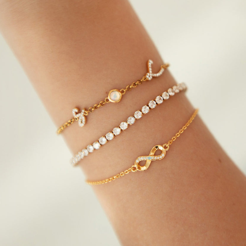 Aquamarine Stone Infinity Bracelet (Gold)