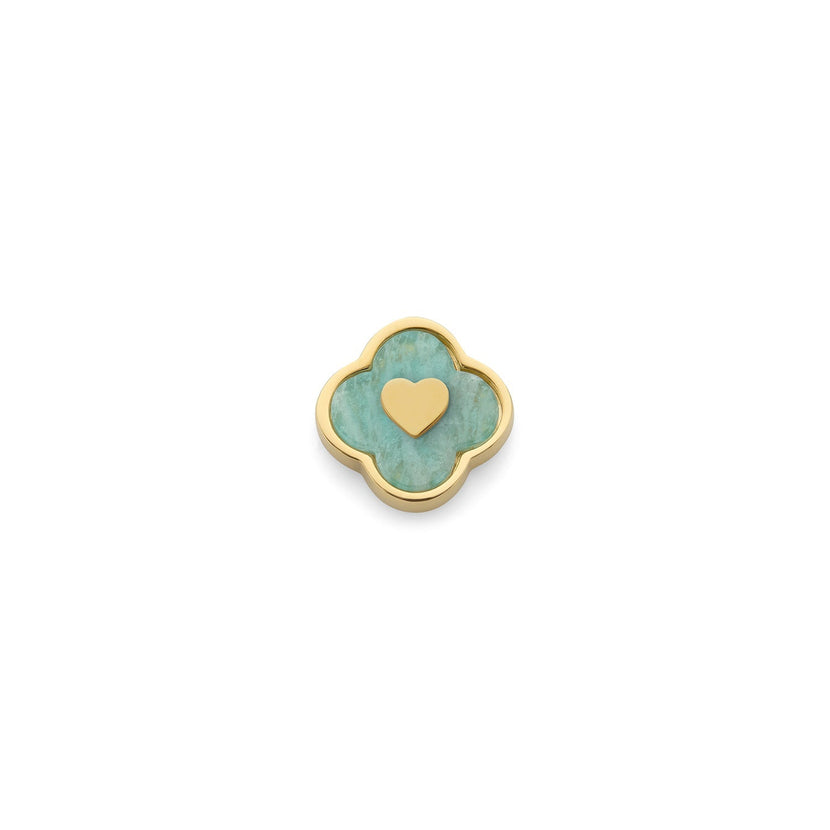 Amazonite Clover Charms (Gold) - Heart