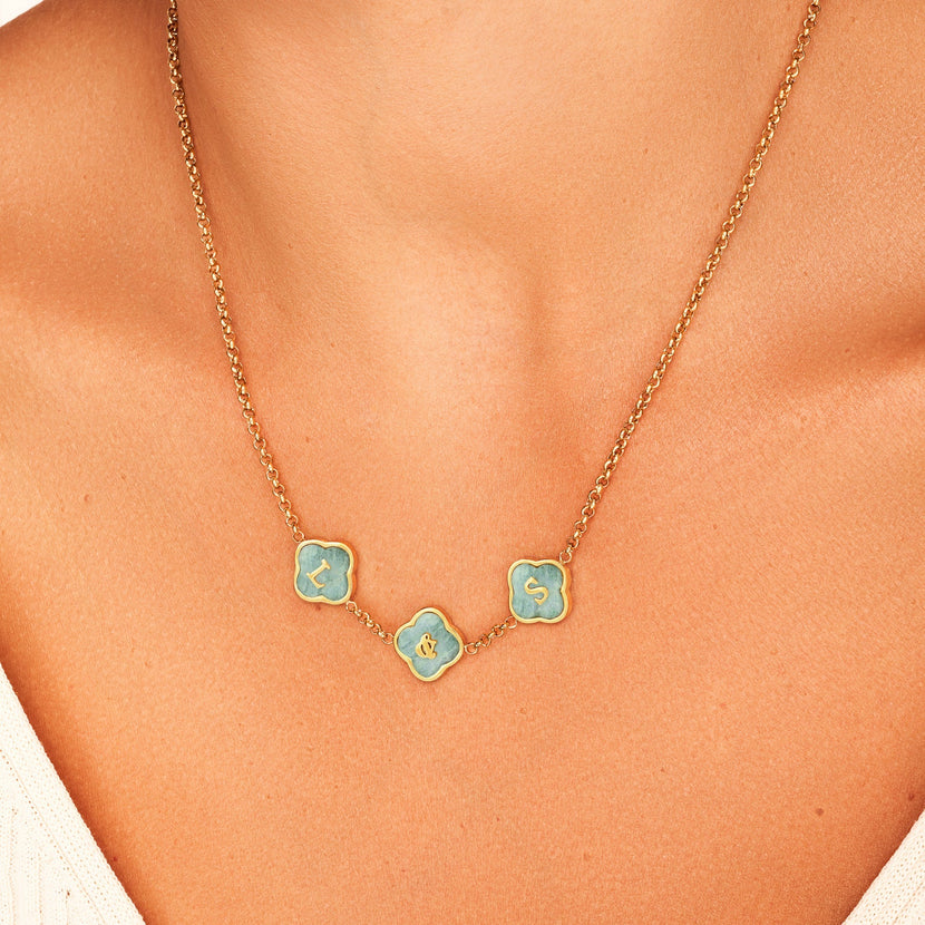 Clover Custom Name Necklace (Gold) (Becky)