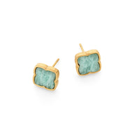 Amazonite Clover Stud Earrings (Gold)