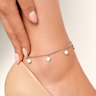 Mini Pearl Clover Anklet (Silver)