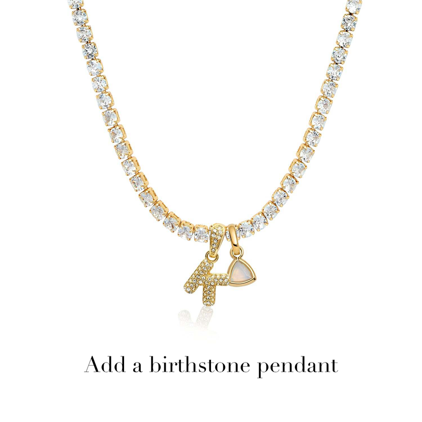 Bubble Initial Tennis Necklace (Gold)