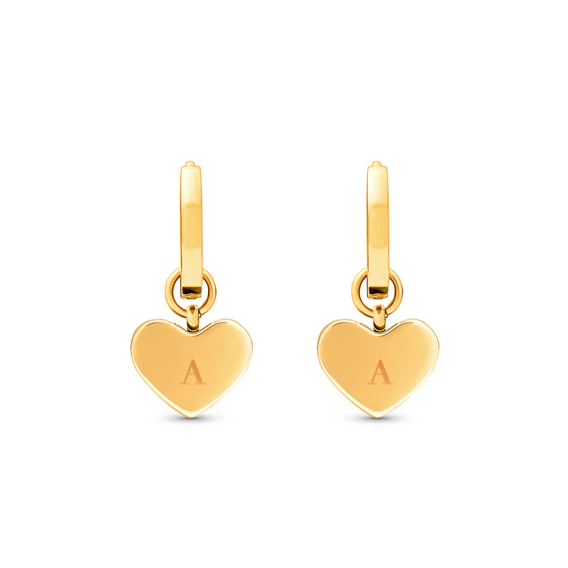 Chocolate Brown Heart Huggie Earrings (Gold)