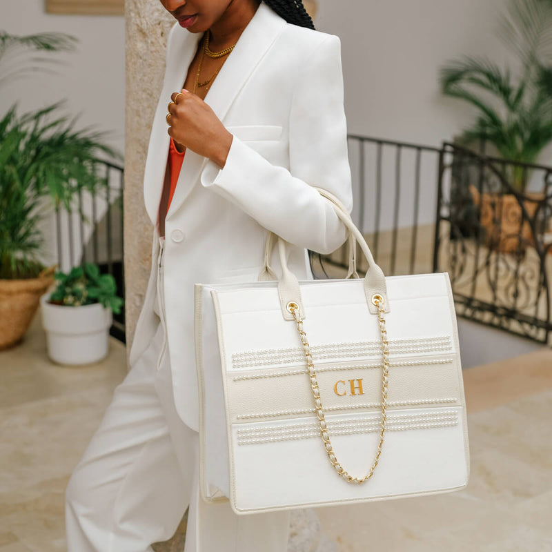 Initial Pearl Canvas Resort Bag