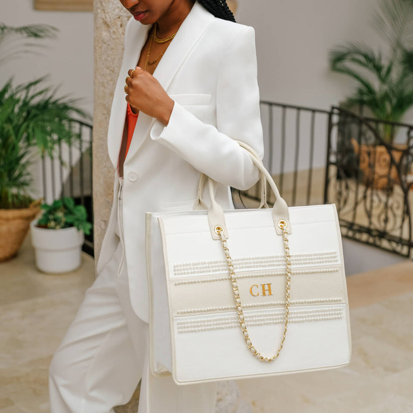 Initial Pearl Canvas Resort Bag