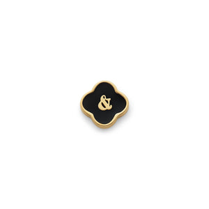 Black Enamel Clover Charms (Gold) - &