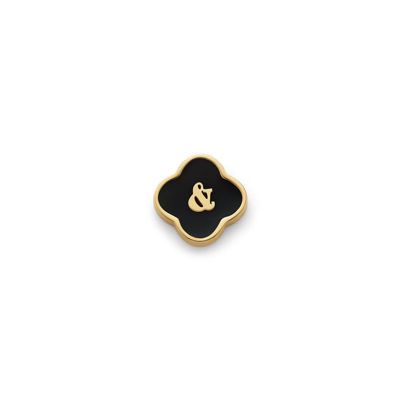 Black Enamel Clover Charms (Gold) - &