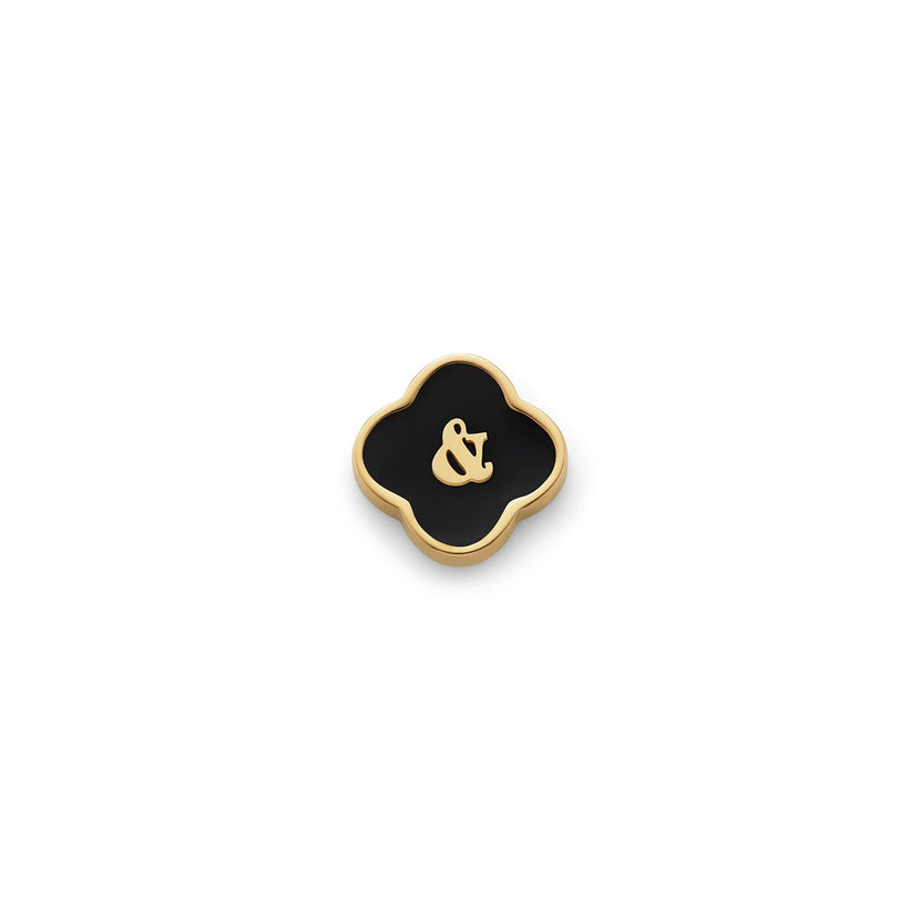 Black Enamel Clover Charms (Gold) - &