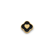 Black Enamel Clover Charms (Gold) - Heart