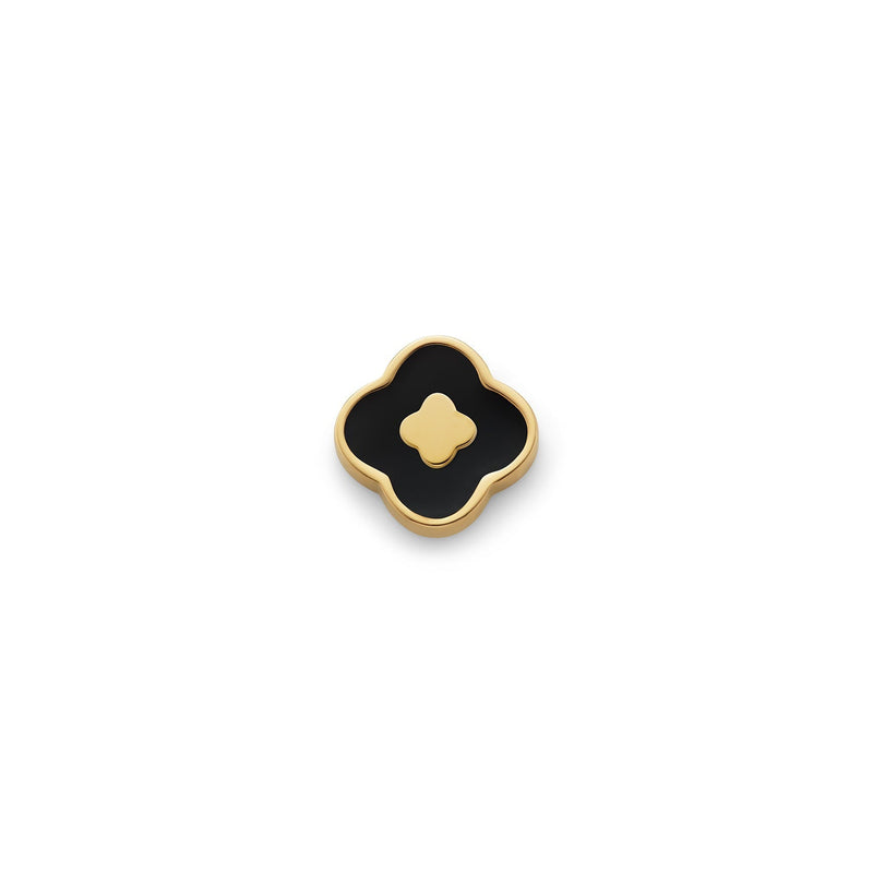 Black Enamel Clover Charms (Gold) - Clover