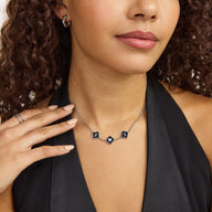 MALACHITE Clover Custom Name Necklace (Silver)