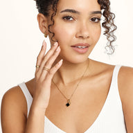 Black Enamel Clover Necklace (Gold)