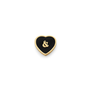 Black Enamel Heart Charms (Gold) - &