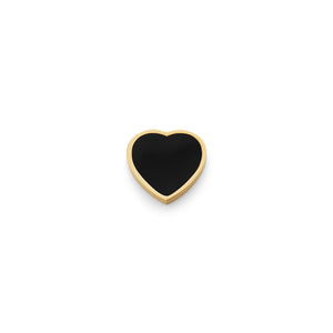 Black Enamel Clover Charms (Gold) - Heart