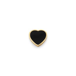 Black Enamel Heart Charms (Gold) - Plain