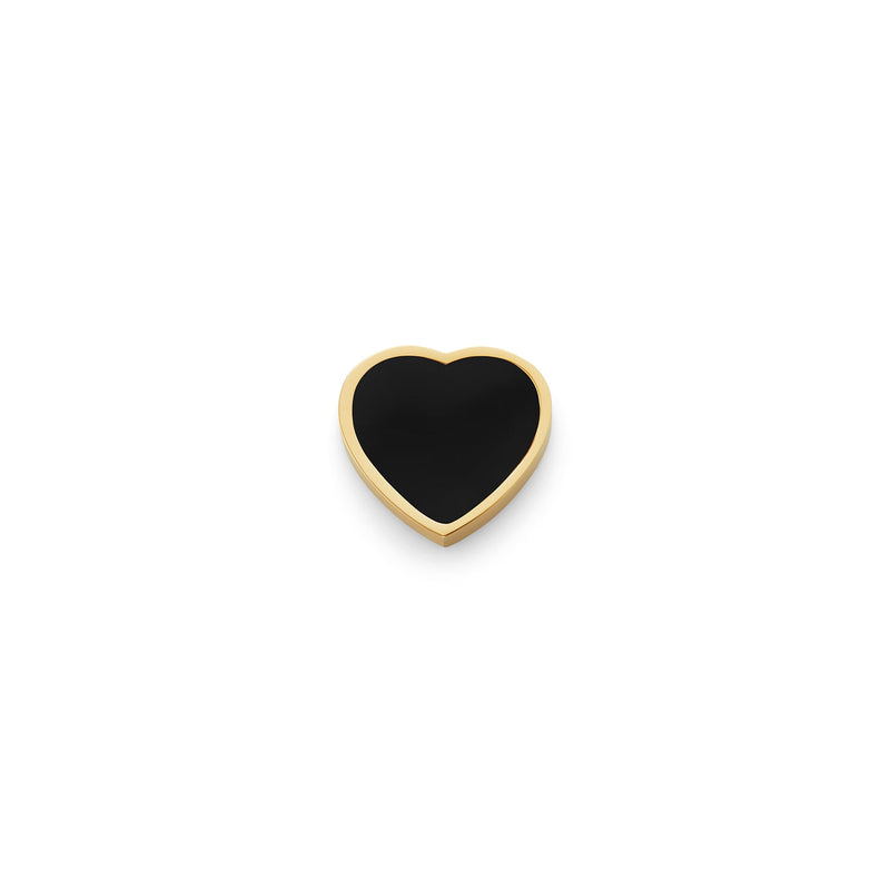 Black Enamel Clover Charms (Gold) - Heart