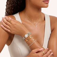 Belgravia Pearl Watch 23 & Crystal Bracelet Set (Gold)