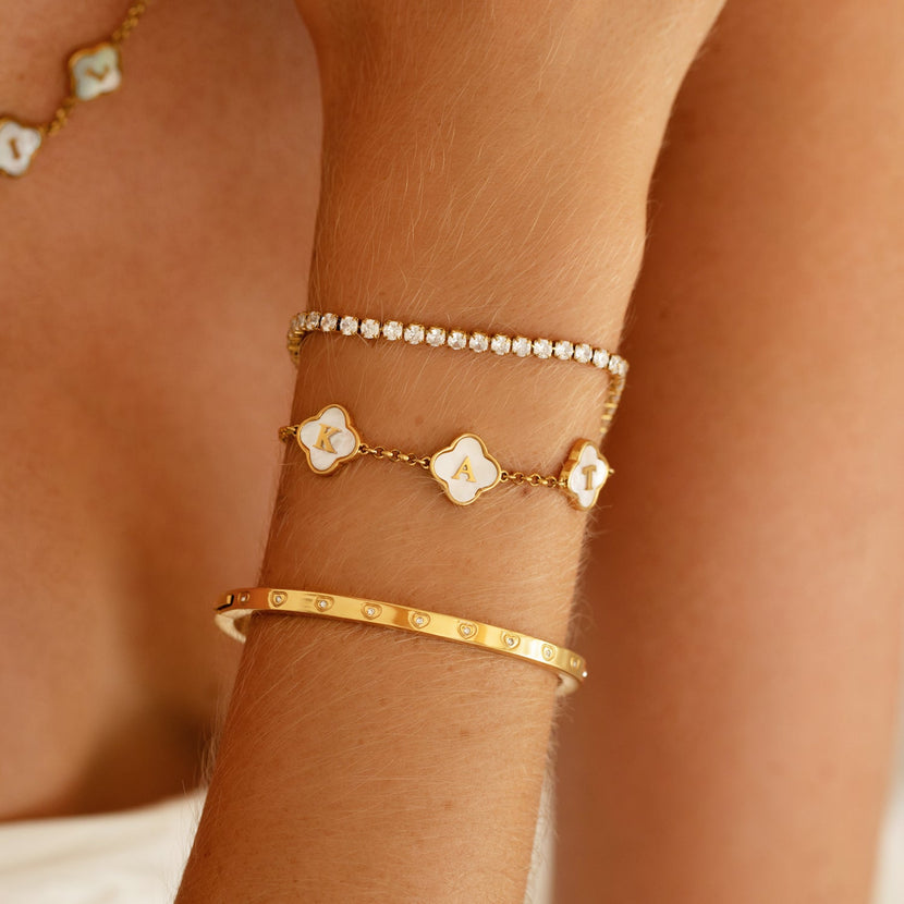 Tennis, Clover & Bangle Bundle (Gold)