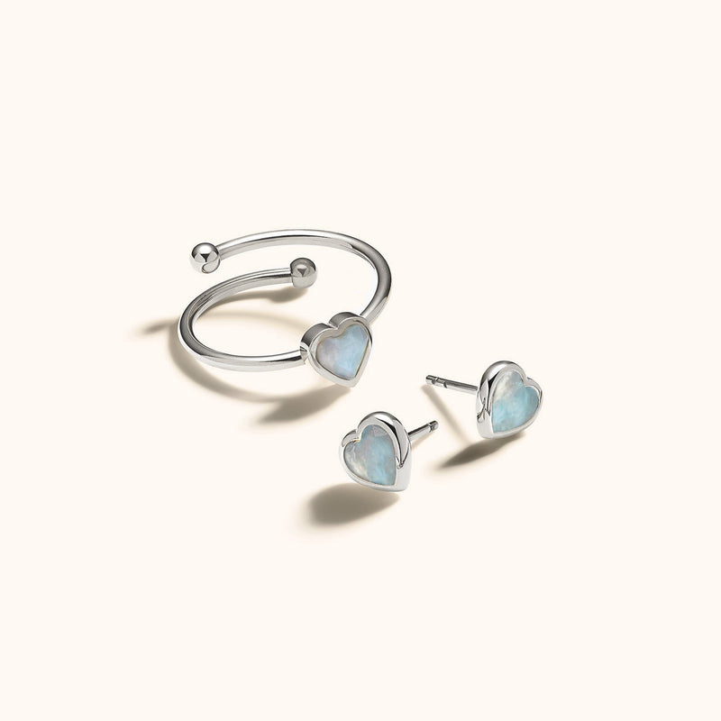 Blue Heart Ring (Silver)