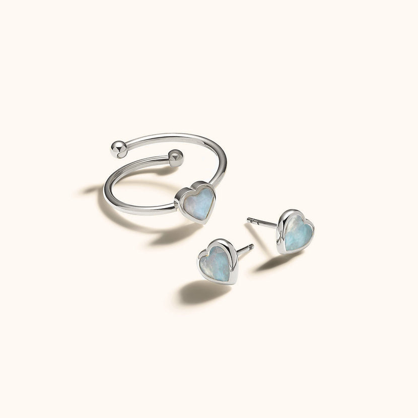 Blue Heart Ring (Silver)