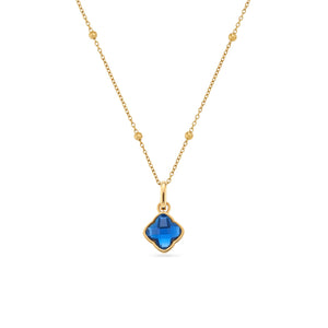 Faceted Birthstone Clover Necklace (Gold) - Updated