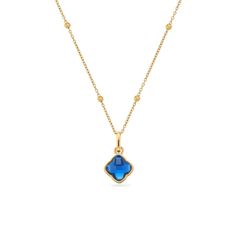 Faceted Birthstone Clover Necklace (Gold) - Updated